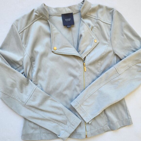 Lysse Summer Vegan Suede Zip Front Moto Jacket Soft Cozy Business Casual Small - Picture 3 of 8